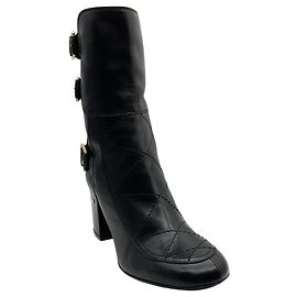 Botas Moto de Piel Acolchada Negra Laurence Dacade