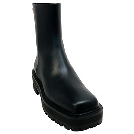 Botines Warner de punta cuadrada en cuero negro Gianvito Rossi