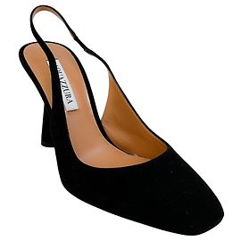 Décolleté Slingback Aquazzura Amore 95 in camoscio nero