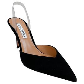 Décolleté Slingback Aquazzura Black Suede V Plexi 85
