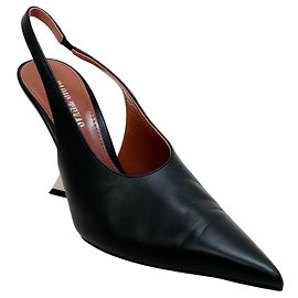 Paris Texas Black / Silver Nina Slingback Wedge Pumps