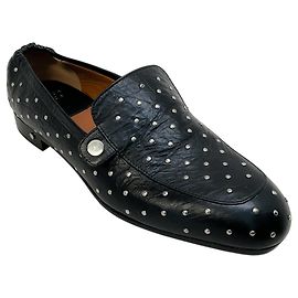 Mocassini Angela Laurence Dacade in pelle nera con borchie argentate