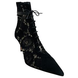 Designers Remix Botines con lazada al tobillo Arteana Black Suede / Lace