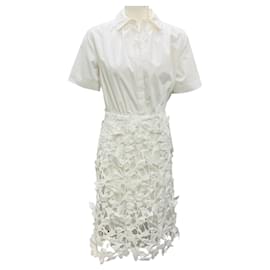 Jonathan Simkhai Simkhai White Colette Floral Guipure Applique Midi-Kleid