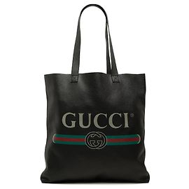 Tote Gucci in pelle di vitello nera con logo