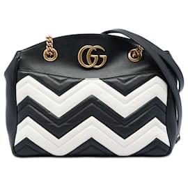 Black Gucci Medium GG Marmont Matelasse Leather Chain Shoulder Bag