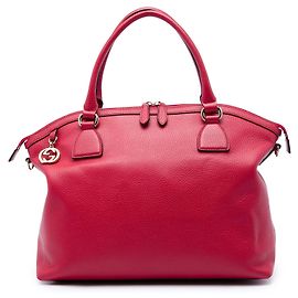 Borsa Satchel Dome Gucci Large Dollar Calfskin GG Charm Rossa
