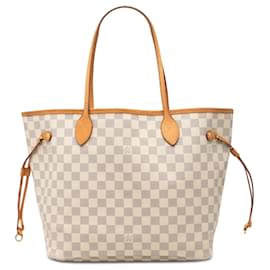 Borsa Tote Louis Vuitton Neverfull MM Damier Azur Bianca