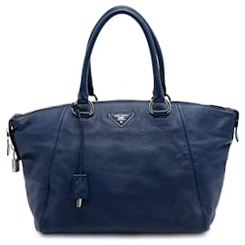 Borsa Prada Vitello Daino con Doppio Manico Blu