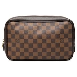 Borsa a pochette Louis Vuitton Damier Ebene Trousse Toilette 25 Marrone