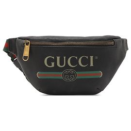 Borsa cintura Gucci Small in pelle di vitello grana naturale nera con logo Web
