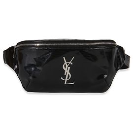 Bolso cinturón monograma Saint Laurent en piel de becerro negra con relieve de lagarto