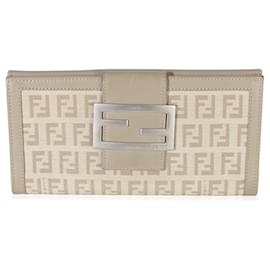 Portafoglio lungo bi-fold Fendi Vintage Beige Zucchino Canvas