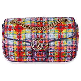 Borsa a tracolla Small Marmont in tweed multicolore viola Gucci
