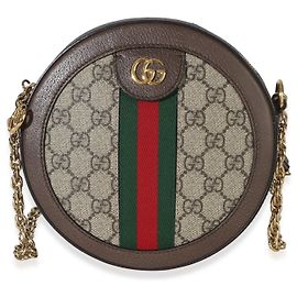 Borsa a tracolla rotonda mini Ophidia Gucci in tela GG Supreme beige