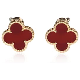 Van Cleef & Arpels Yellow Gold Carnelian Vintage Alhambra Earrings