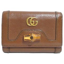 Portefeuille tri-fold Gucci Diana Bamboo