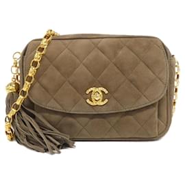 Borsa a tracolla Chanel in camoscio marrone chiaro