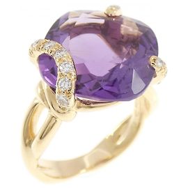 Anello Chanel Ametista e Diamanti in Oro Giallo