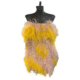 Ralph & Russo Abito Ralph&Russo rosa e giallo in piume di struzzo