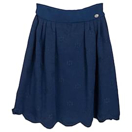 Falda de punto texturizado azul Chanel NWOT - Elegante & Chic FR 36 de segunda mano