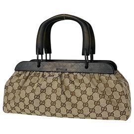 Bolsa Gucci GG Canvas e couro bege