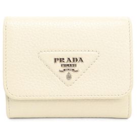 Prada Drei-Falt-Portemonnaie aus weißem Leder