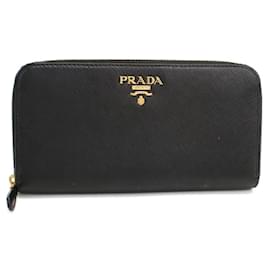 Cartera larga Prada de piel negra