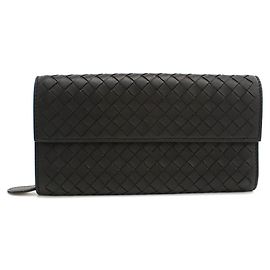 Cartera larga de piel negra Bottega Veneta
