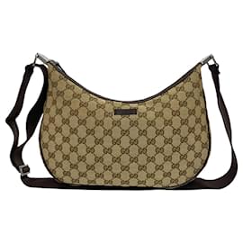 Borsa a tracolla Gucci in tela e pelle marrone