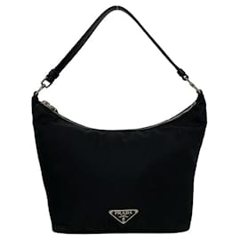 Mini borsa tote Prada in nylon e pelle nera