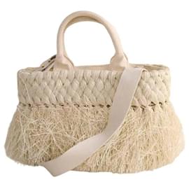 Borsa tote Prada in vimini beige