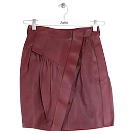 Minifalda de cuero Louis Vuitton burdeos