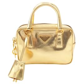 Borsa Prada Mini Metallic Vitello Gold con manico superiore