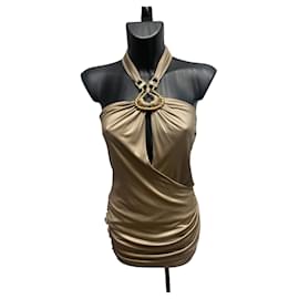 Mini abito con scollo all'americana e arricciature oro metallizzato Emilio Pucci