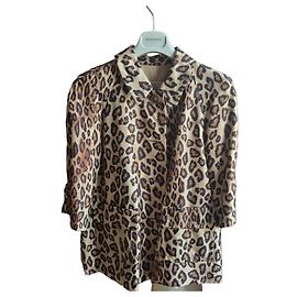 Alberto Biani Casaco de seda com estampado de leopardo