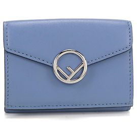 Fendi Tri-fold Portemonnaie aus blauem Leder