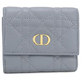 Cartera tri-fold de piel azul Christian Dior