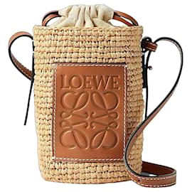 Borsa Loewe Cesta in paglia e pelle