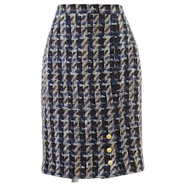 Saia Chanel em tweed de lã pied-de-poule