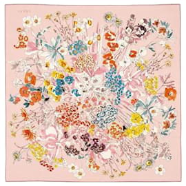 Foulard in twill di seta floreale rosa - Gucci