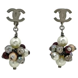 Orecchini a clip Chanel viola e argento