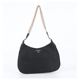 Borsa a tracolla in pelle e nylon Tessuto con logo triangolare Prada