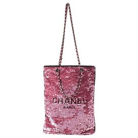 Chanel Shopping Tote mit rosa Pailletten