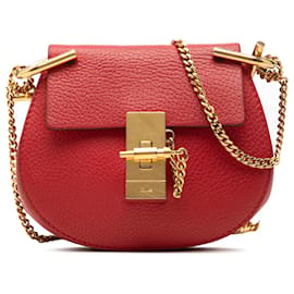 Chloé Red Nano Grained Lambskin Drew Crossbody