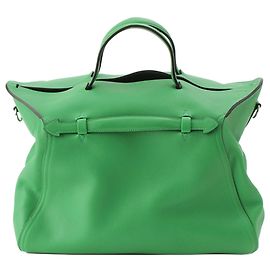 mala Hermès Oxer Top Handle em couro Evercolor Green