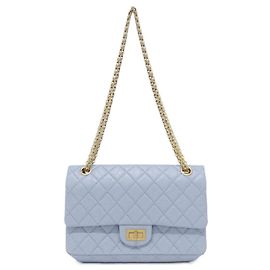 Bolsa de ombro Chanel em couro de bezerro azul claro