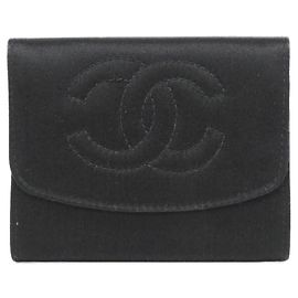 Portamonete Chanel in raso nero