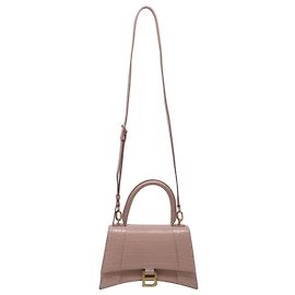 Bolso Balenciaga Hourglass Small de piel beige con relieve de cocodrilo