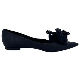 Ballerine a punta Dior decorate con rose in glitter nero